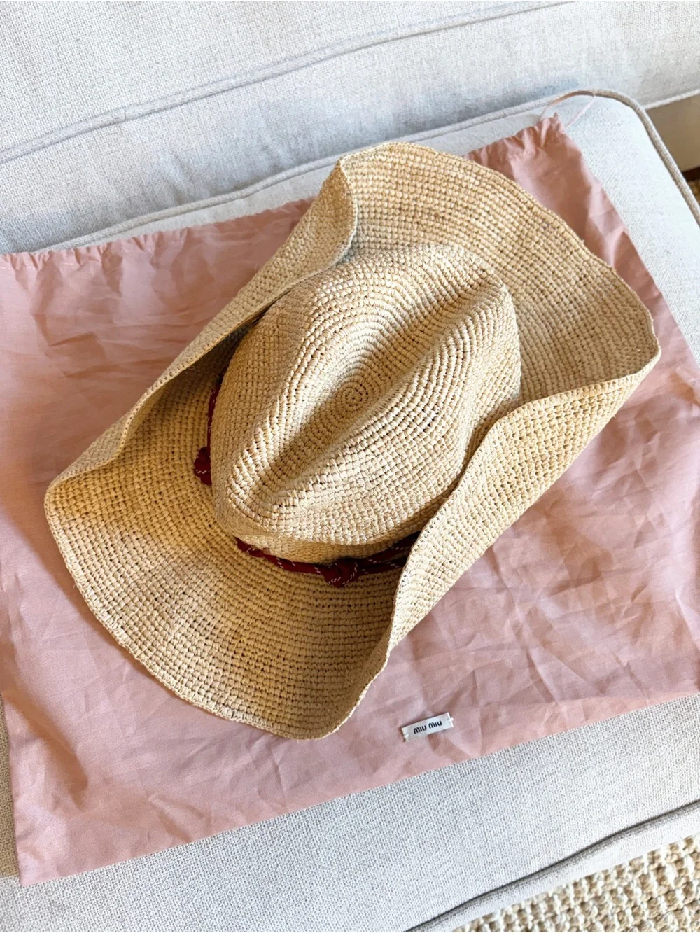 MIU MIU NWT Logo Straw Flap Raffia Cowboy Hat Size Small